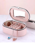 Mini Portable Jewelry Organizer Box Leather Earrings Ring Necklace Storage Case