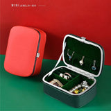 Mini Portable Jewelry Organizer Box Leather Earrings Ring Necklace Storage Case