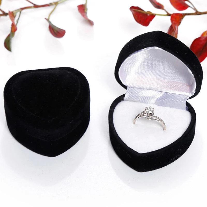 Heart Shape Velvet Ring Box for Lover Jewellery