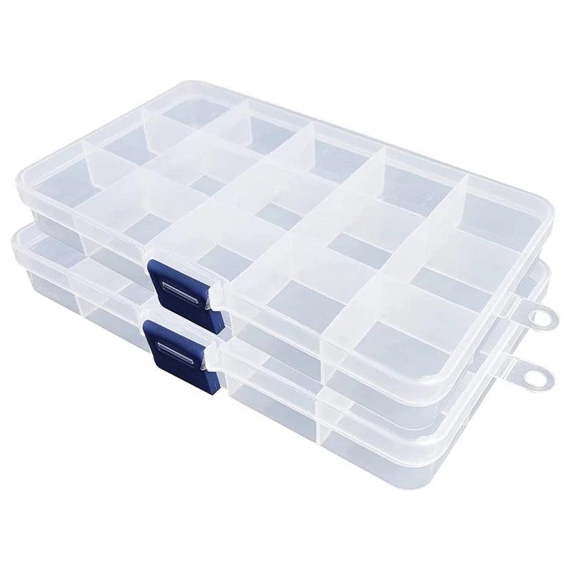 2 Pack Clear Plastic Organizer Box for Jewelry Tackle Earring Craft Beads
