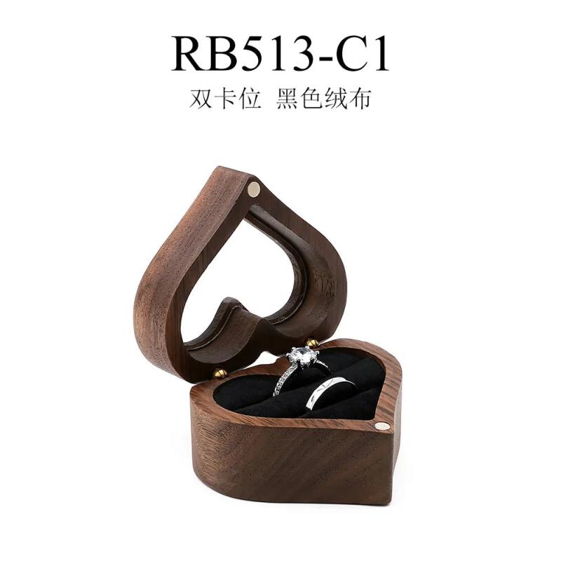 Walnut Wooden Jewellery Box Wedding Proposal Necklace Earrings Ring Display