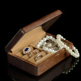 Walnut Wooden Jewelry Storage Box Travel Display Stand