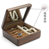 Walnut Wooden Jewelry Storage Box Travel Display Stand