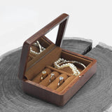 Walnut Wooden Jewelry Storage Box Travel Display Stand