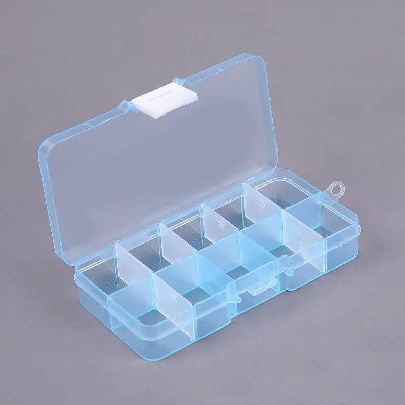 2pcs 10 Slots Plastic Transparent Jewelry Storage Container for Beads Earrings