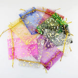 100Pcs Moon Stars Organza Bags Jewelry Gift Bags Pouches