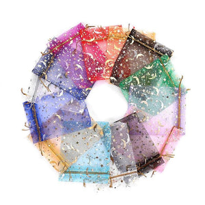 50pcs Colorful Drawstring Organza Bags Jewelry Candy Wedding Pouches