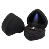 Heart-Shaped LED Wedding Ring Box with Display Storage Jewelry Case