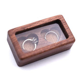 Wooden Heart Double Ring Box Wedding Ring Bearer Rustic Holder