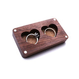 Wooden Heart Double Ring Box Wedding Ring Bearer Rustic Holder