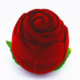 Velvet Rose Shaped Ring Earring Boxes for Jewelry Gift