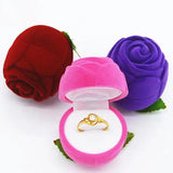 Velvet Rose Shaped Ring Earring Boxes for Jewelry Gift