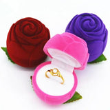 Velvet Rose Shaped Ring Earring Boxes for Jewelry Gift