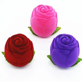 Velvet Rose Shaped Ring Earring Boxes for Jewelry Gift
