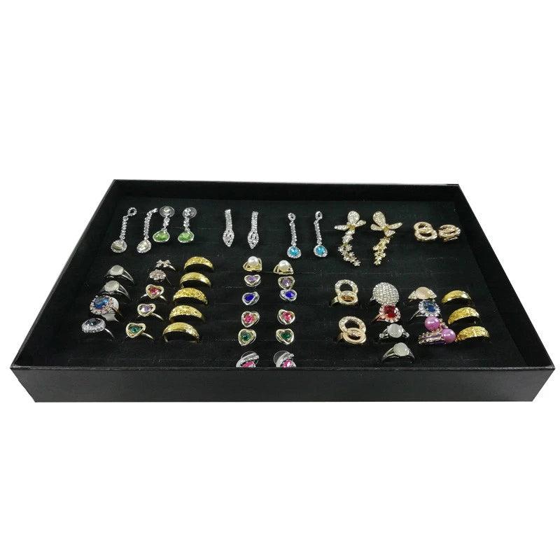 Earring Ring Display Tray w/ Transparent Cover Storage Box