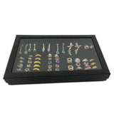 Earring Ring Display Tray w/ Transparent Cover Storage Box