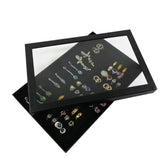 Earring Ring Display Tray w/ Transparent Cover Storage Box