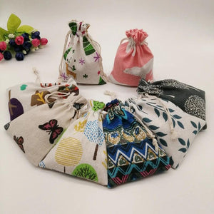 10pcs Pattern Style Jewelry Bags Pouch Drawstring Jute Bag Sack