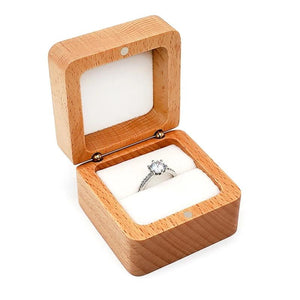 Wooden Jewelry Small Rustic Engagement Ring Box Portable Jewelry Case