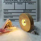 Round Wood Luminous Base Wooden LED Lamp Holder USB Interface Night Light