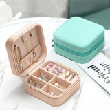 Portable Mini Jewelry Organizer Box Travel Leather Storage