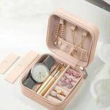 Portable Mini Jewelry Organizer Box Travel Leather Storage