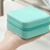 Portable Mini Jewelry Organizer Box Travel Leather Storage