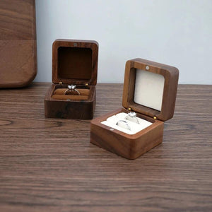 Small Jewelry Box Square Wooden Organizer Soft Interior Holder