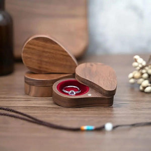 Heart Shape Wooden Ring Storage Box Jewelry Holder