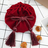 Velvet Bag 12x17cm Wine Red Tassel Drawstring Pouch Bags