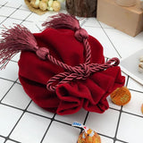 Velvet Bag 12x17cm Wine Red Tassel Drawstring Pouch Bags