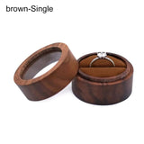 Wooden Round Ring Storage Box Jewelry Holder