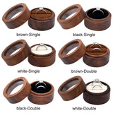 Wooden Round Ring Storage Box Jewelry Holder