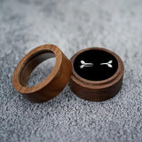 Wooden Round Ring Storage Box Jewelry Holder
