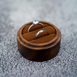 Wooden Round Ring Storage Box Jewelry Holder