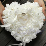 Heart-shape Rose Flowers Ring Box Romantic Wedding Jewelry Case