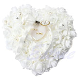 Heart-shape Rose Flowers Ring Box Romantic Wedding Jewelry Case
