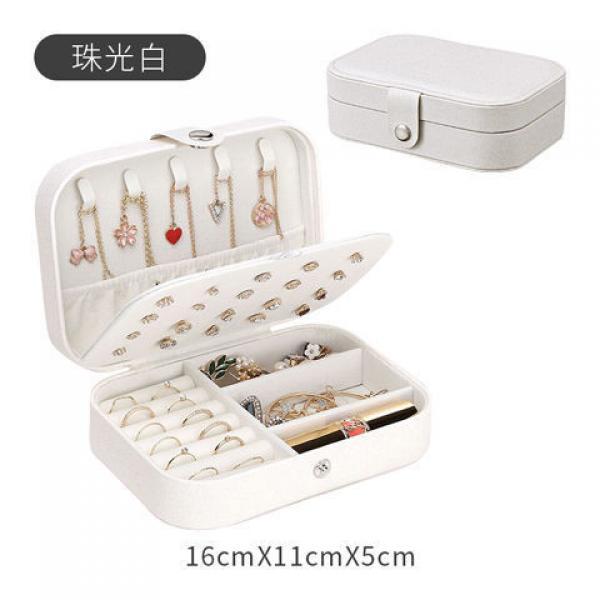 Travel Lady Jewelry Box Organizer PU Leather Earring Ring Necklace Storage
