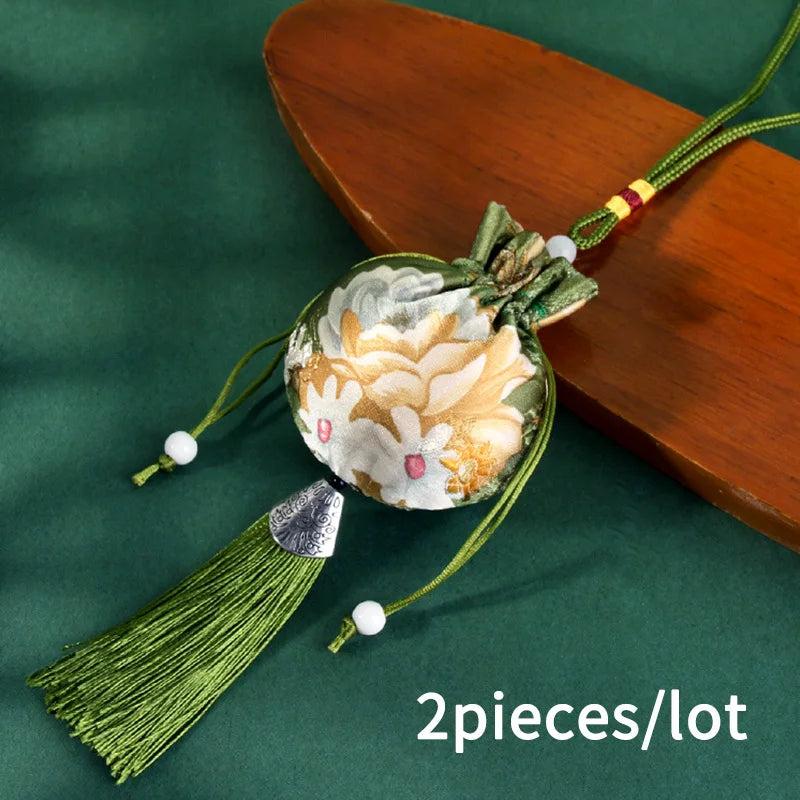 2 Peony Flower Fragrance Bag Brocade Empty Bag Antique Car Pendant Gift Bag