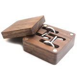 Walnut Wood Cufflink Display Box Portable Storage Case