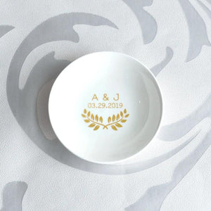 Personalized Wedding Ring Holder Ceramic Jewelry Tray