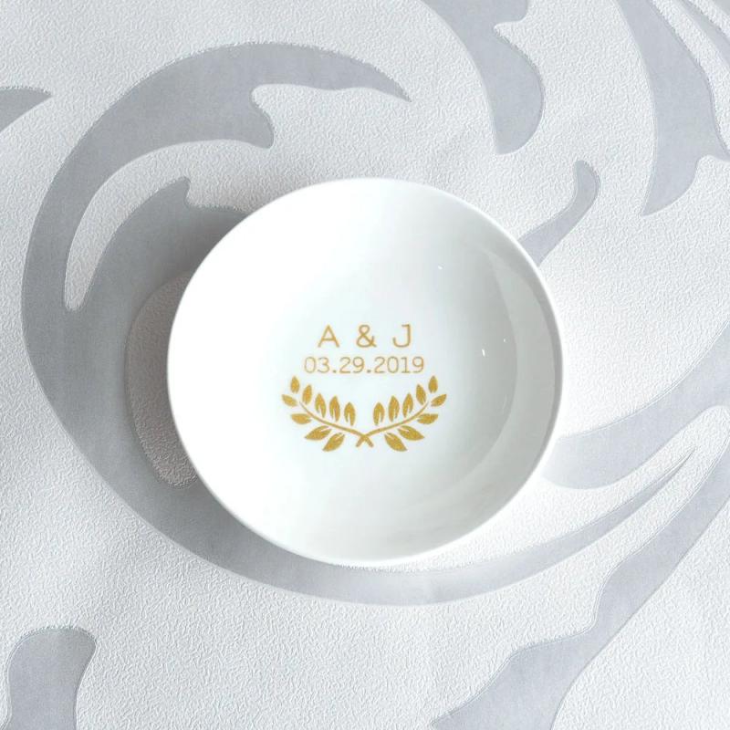 Personalized Wedding Ring Holder Ceramic Jewelry Tray