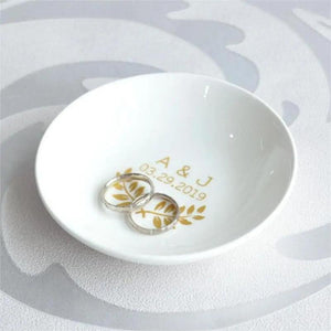 Personalized Wedding Ring Holder Ceramic Jewelry Tray