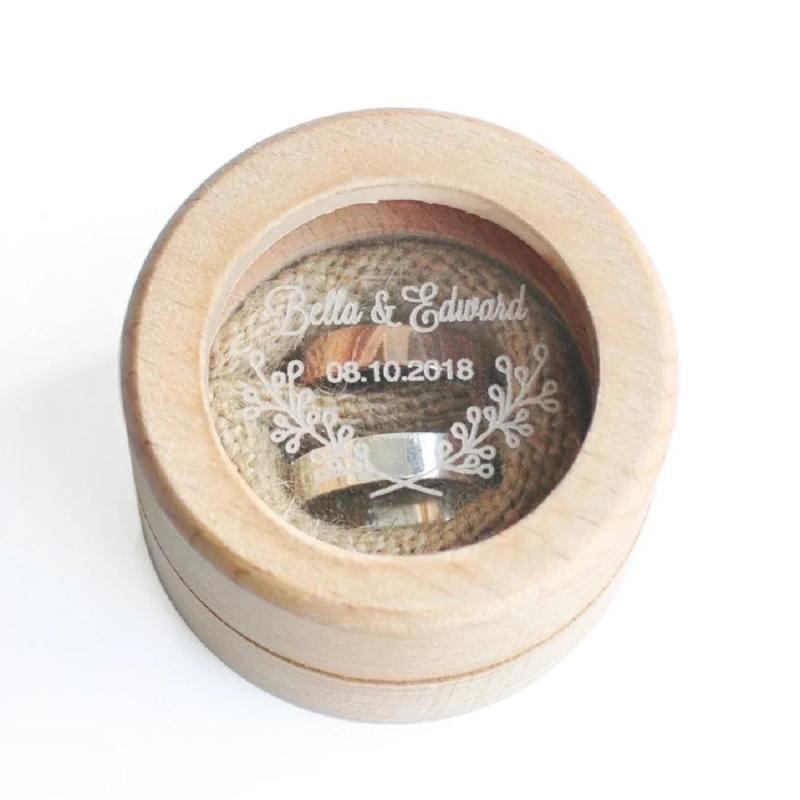 Personalized Wood Wedding Ring Box Engraved Name Date