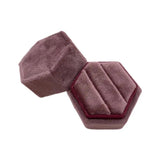 K3ND Velvet Double Ring Box Hexagon Wedding Ceremony Ring Box
