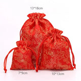 Golden Print Embroidery Cloth Jewelry Storage Bag Set