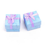24PCS Square Bow Cardboard Ring Box Jewelry Case Display Packaging