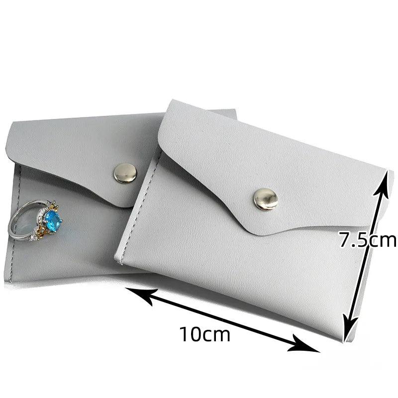 Silver Grey Jewelry Bag PU Leather Packaging Gift Bag