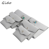 Silver Grey Jewelry Bag PU Leather Packaging Gift Bag