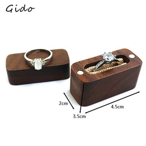 Walnut Wood Ring Box Engagement Wedding Ceremony Ring Storage
